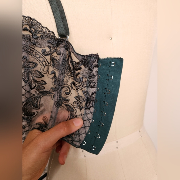 I.D. Sarrieri Green Lace Bustier 34C Sheer See through Sexy Used Once $600 - Picture 10 of 11